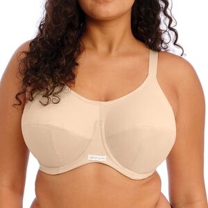 NEW Elomi Energise Underwire Full Coverage Racerback Sports Bra 8041 Nude Beige